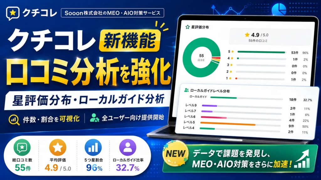口コミの星評価・ローカルガイド構成を分析できるようになりました