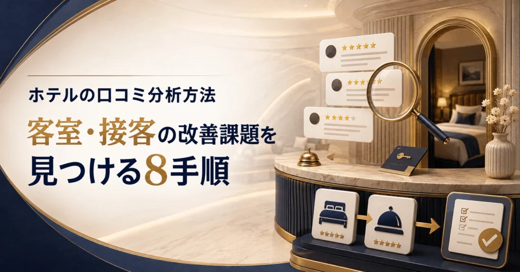 ホテルの口コミを客室と接客の改善課題へ分類する分析方法のアイキャッチ